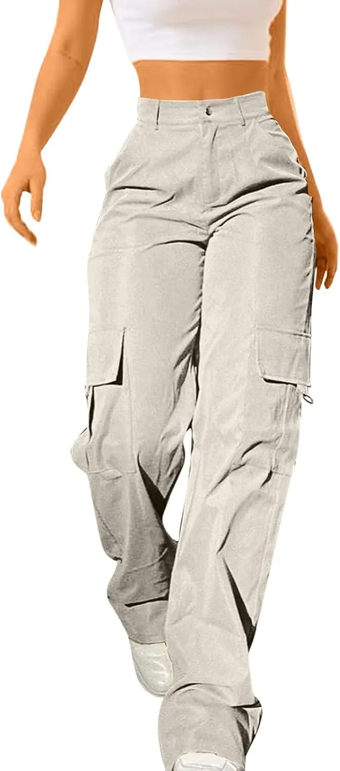 Women's Cargo Jogger Camo Pants with Pockets High Waist Slim Casual Tapered Camouflage Combat Hiking Pants