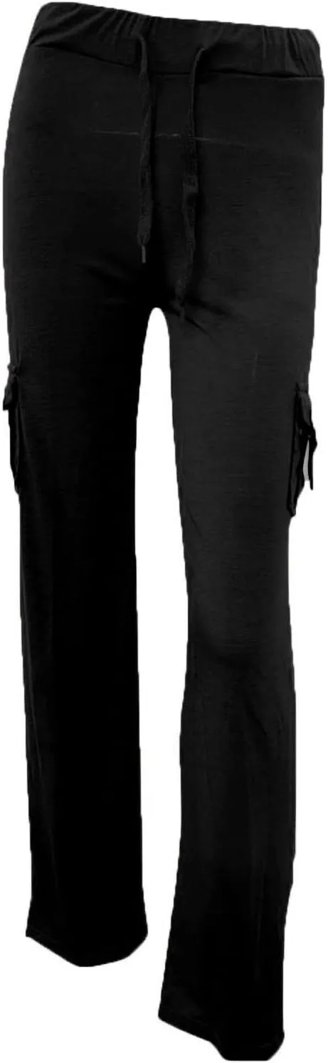 Womens Cargo Pants with Pockets Wide Leg Yoga Pants Casual High Waist Stretch Bootcut Workout Leggings Gym Sweatpants