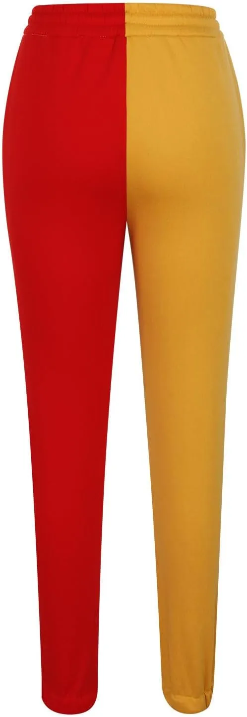 Women's Color Block Sweatpants Patchwork Trouser Elastic High Waist Joggers Baggy Pants with Multi-Pockets