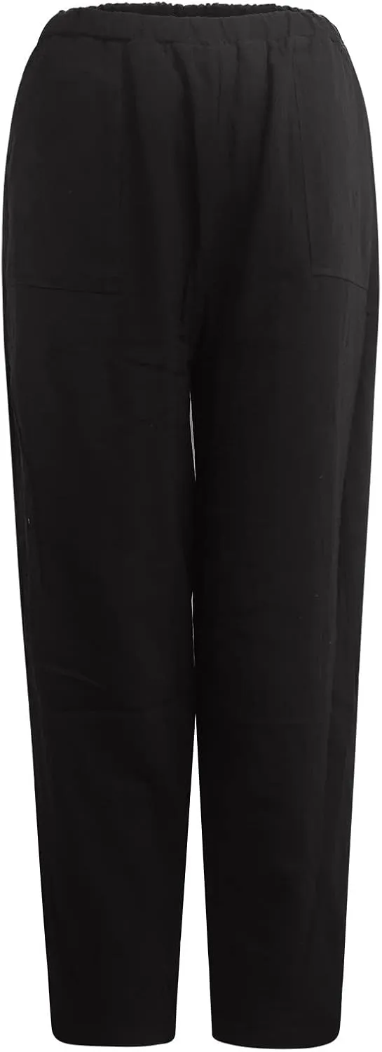 Women's Cotton Linen Harem Pants Casual Loose Fit High Waisted Pants Trousers Summer Outfits 2025 Trendy with Pockets