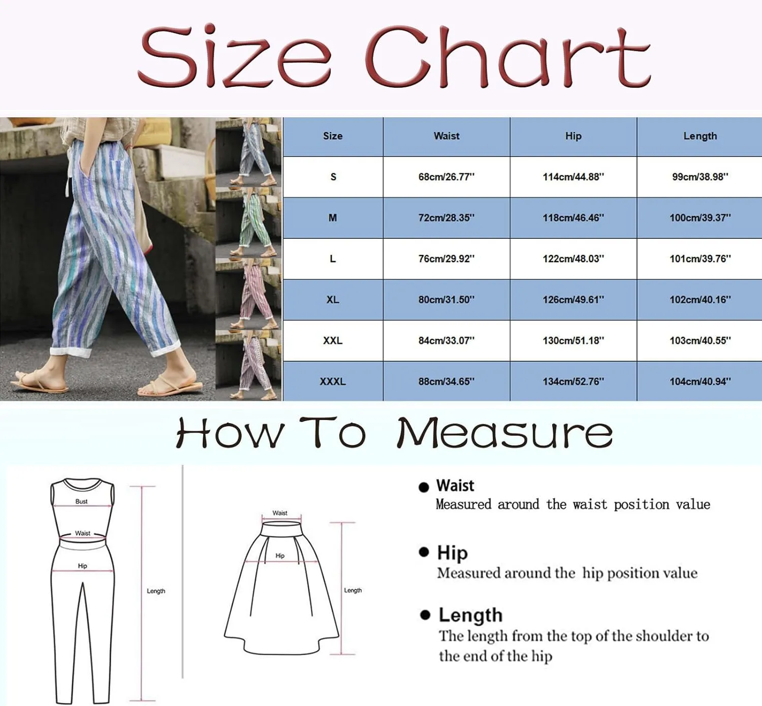 Women's Cotton Linen Summer Casual Loose Pants Elastic Waist Straight Loose Fit Trouser Office