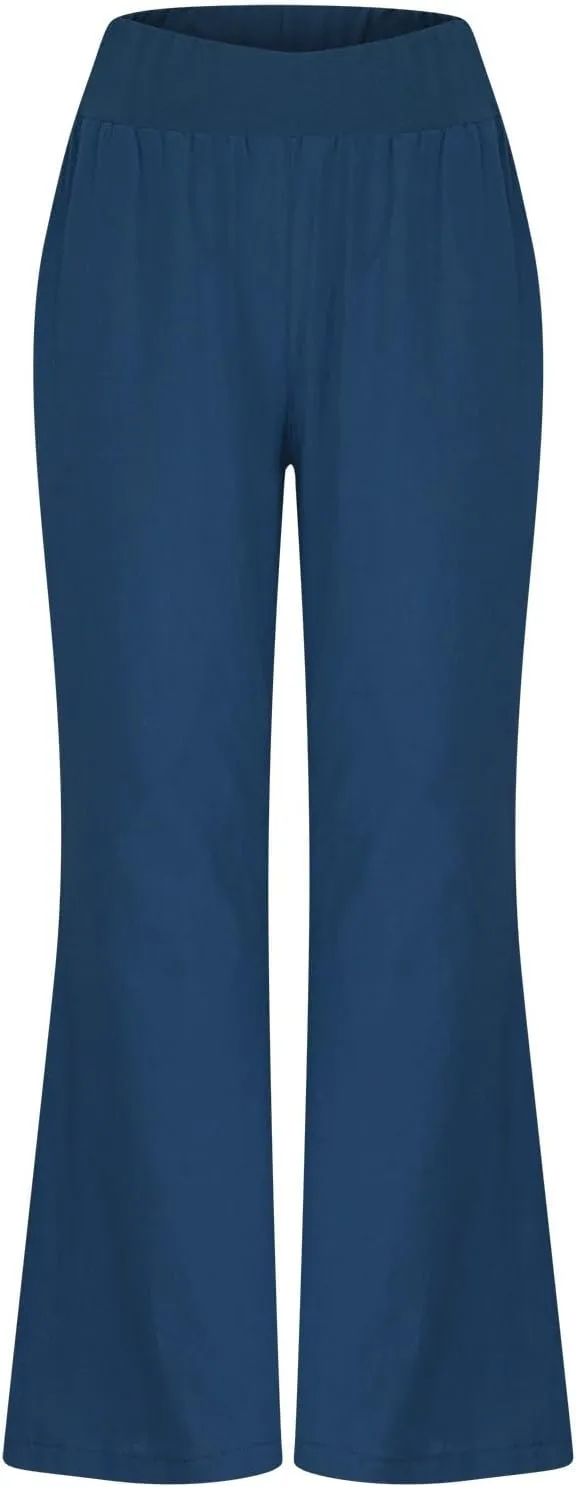 Womens Cotton Linen Summer Y2K Fashion Pants Low Waist Ankle Length Slim-Fit Pant Trousers Office