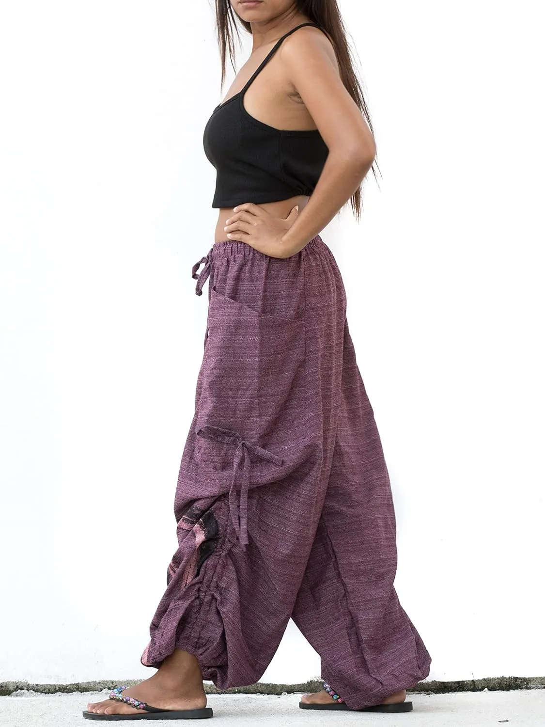 Women's Harem Cotton Pants Loose Fit Yoga Spiral Print Pants with Pockets