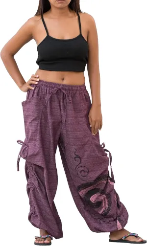 Women's Harem Cotton Pants Loose Fit Yoga Spiral Print Pants with Pockets