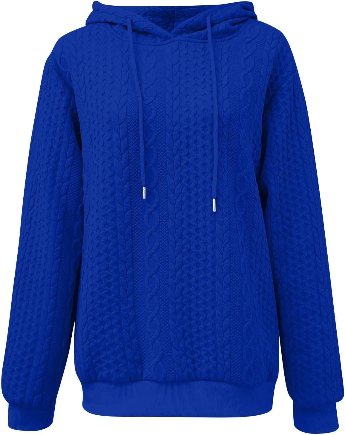Women's Hoodie Long Sleeve Knit Solid Color Drawstring Sweatshirts 2024 Fall Winter Fashion Warm Pullover Hoodies
