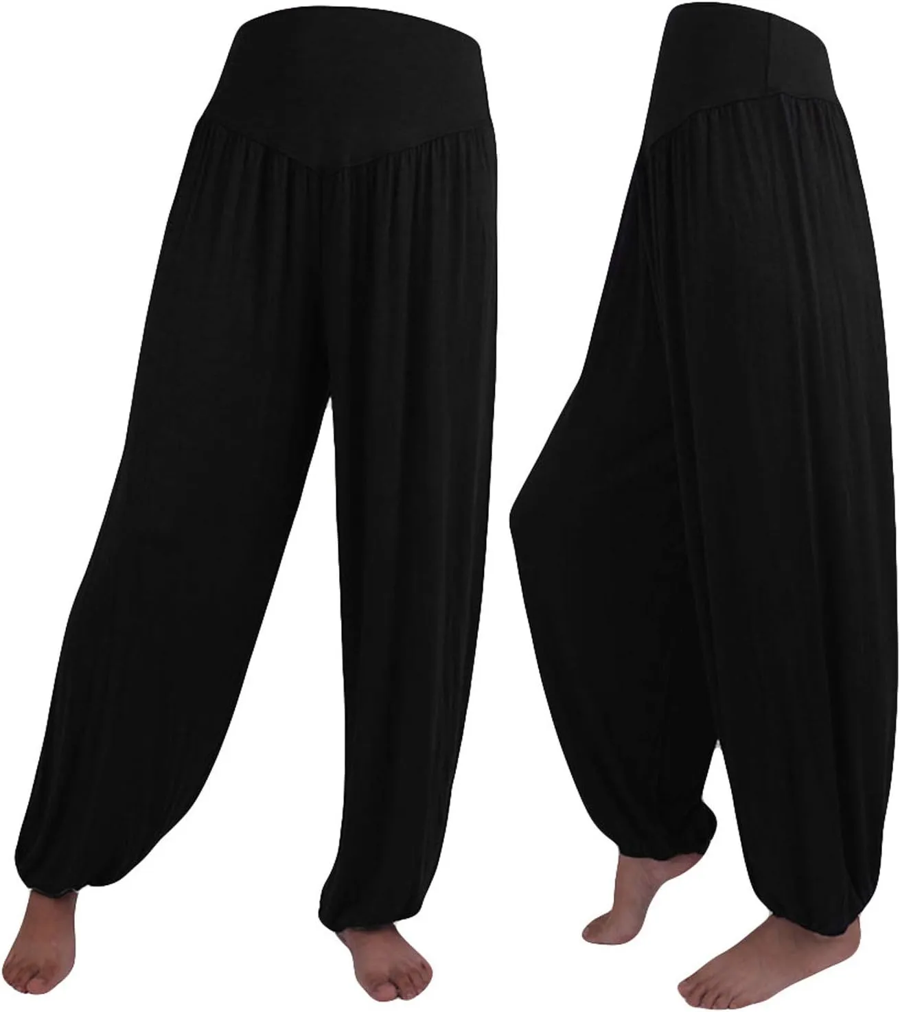 Women's Linen Blend Summer Loose Pant Trousers Elastic Waist Straight Plus Size Trouser Office