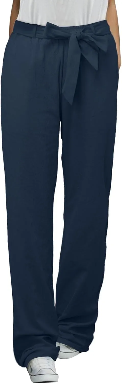 Womens Linen Summer Boho Palazzo Pants Low Waist Ankle Length Slim-Fit Pant Trousers Business Work