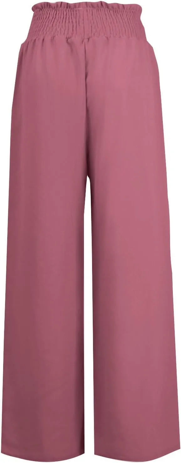 Womens Linen Summer Split Flowy Palazzo Lounge Pants Elastic Waist Bootcut Loose Fit Palazzo Pants Work Business