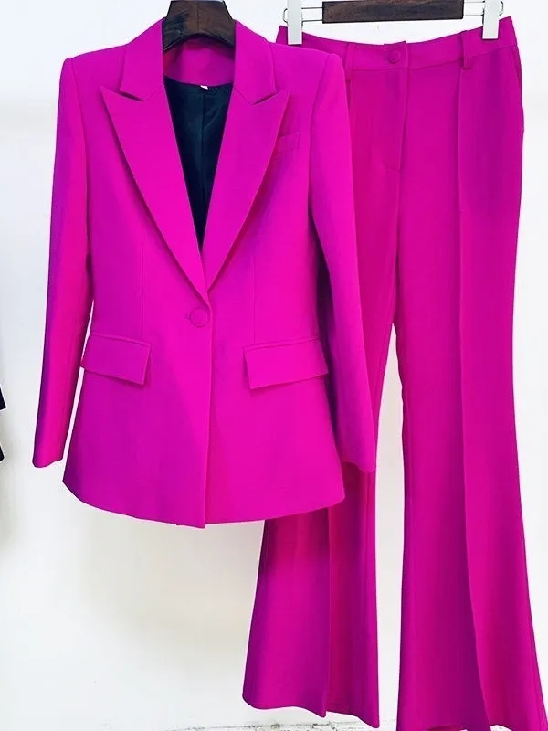 Women's Single-Breasted Button Peak Lapel 2 Pieces Suits