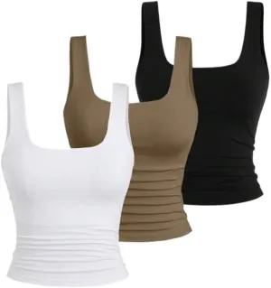 Womens Sleeveless Camisole Tank Tops Blouse Regular Slimming Casual Solid Color Tank Top