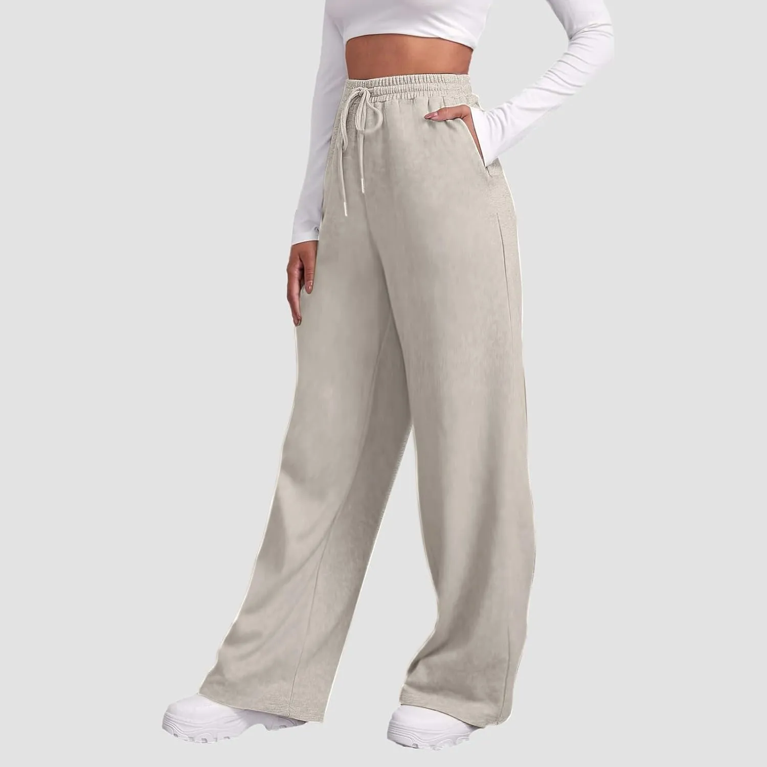 Womens Sweatpants 2025 Baggy High Waisted Wide Leg Trousers Loose Drawstring Elastic Waist Athletic Pant with Pocket