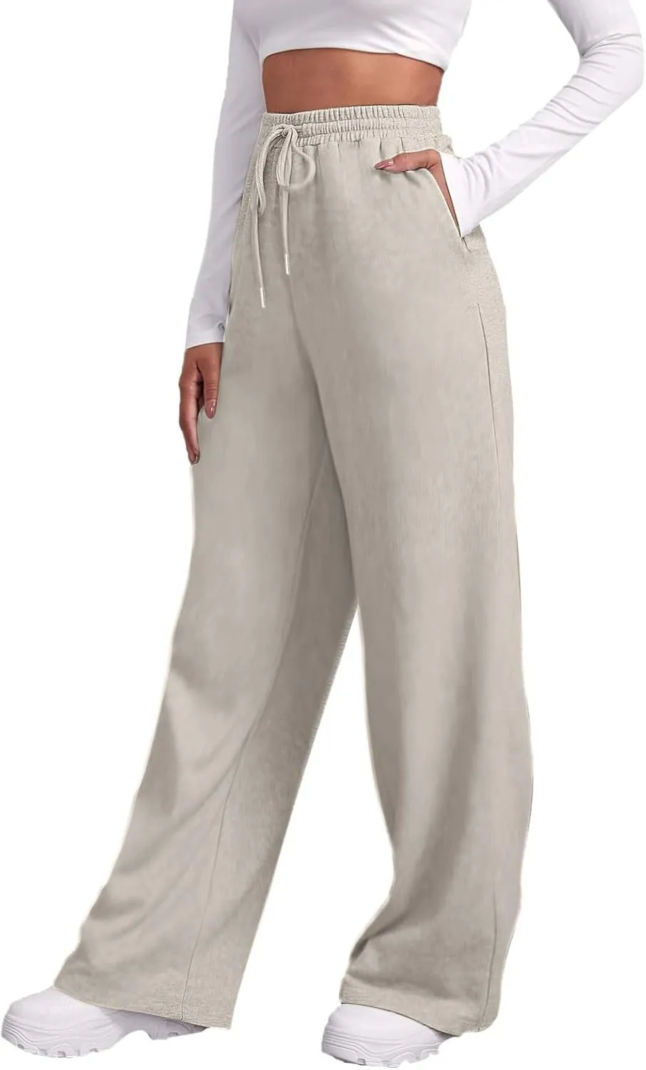 Womens Sweatpants 2025 Baggy High Waisted Wide Leg Trousers Loose Drawstring Elastic Waist Athletic Pant with Pocket