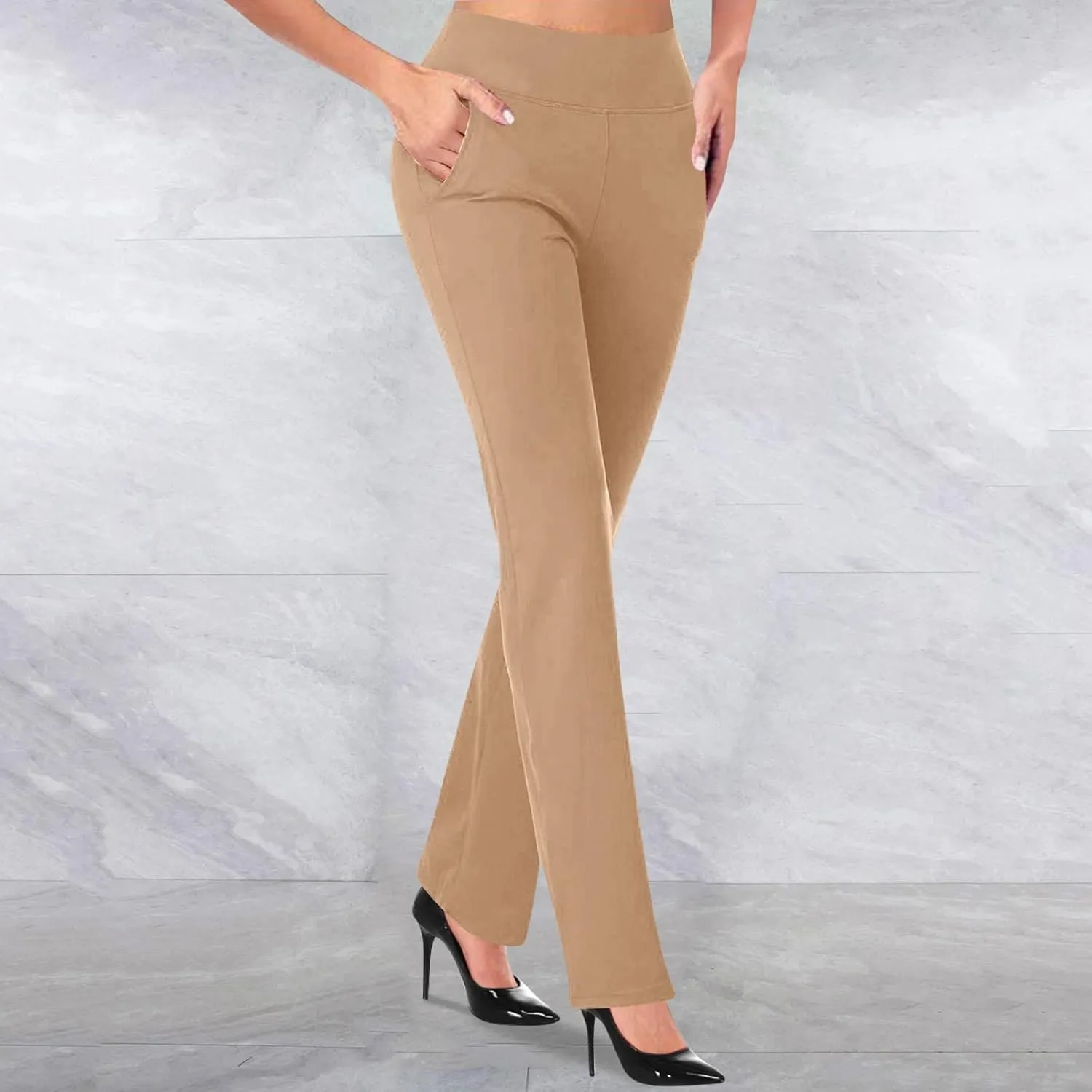 Work Slacks for Women 2025 Knit High Waist Office Dress Petite Yoga Pants Business Casual Pant Trousers Pantalones