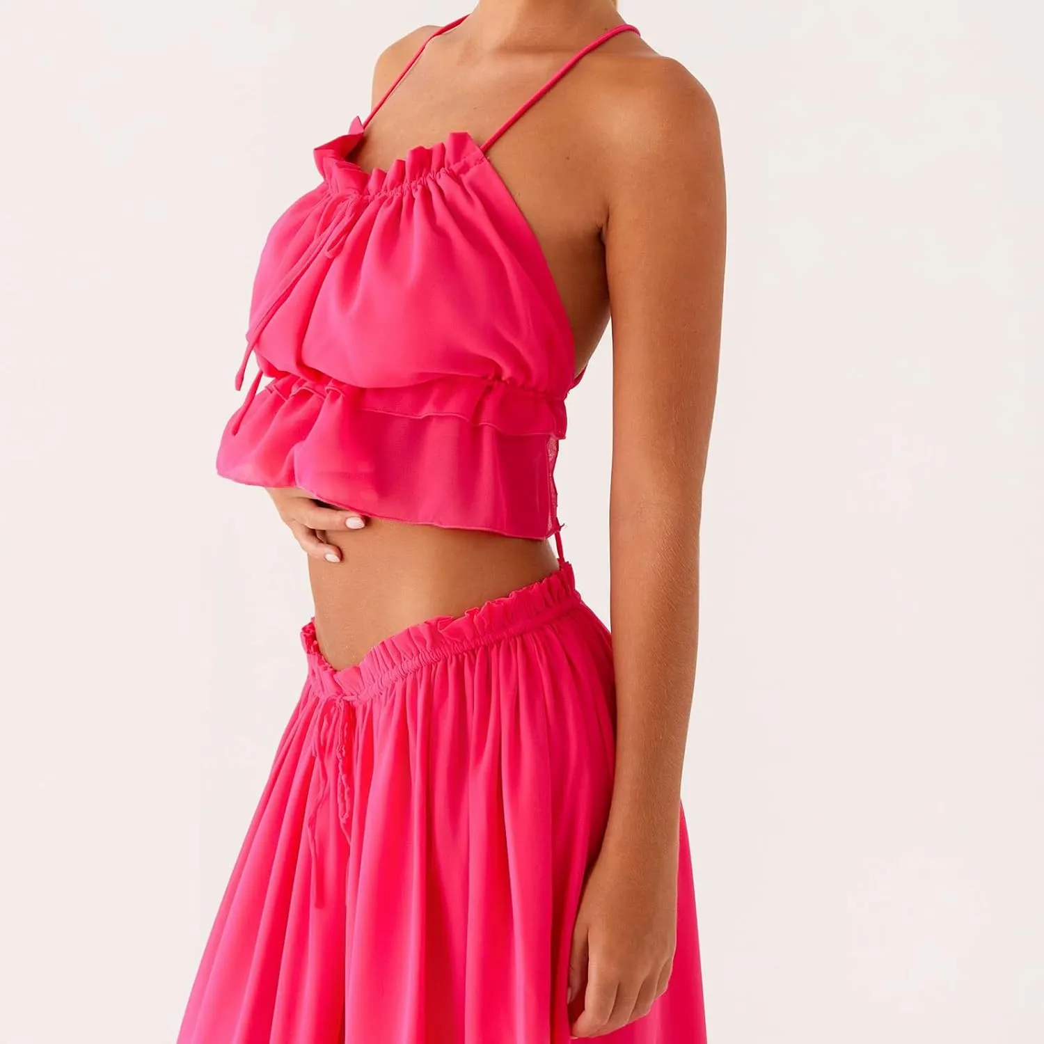 Y2k Women Floral Halter Tank Crop Top Sexy Tie Up Backless Sleeveless Slim Fit Cami Going Out Camisole Summer
