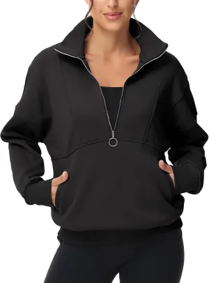 YKR Womens Oversized Sweatshirts Half Zip Up Hoodies Fleece Pullover with Pockets Y2K 2024