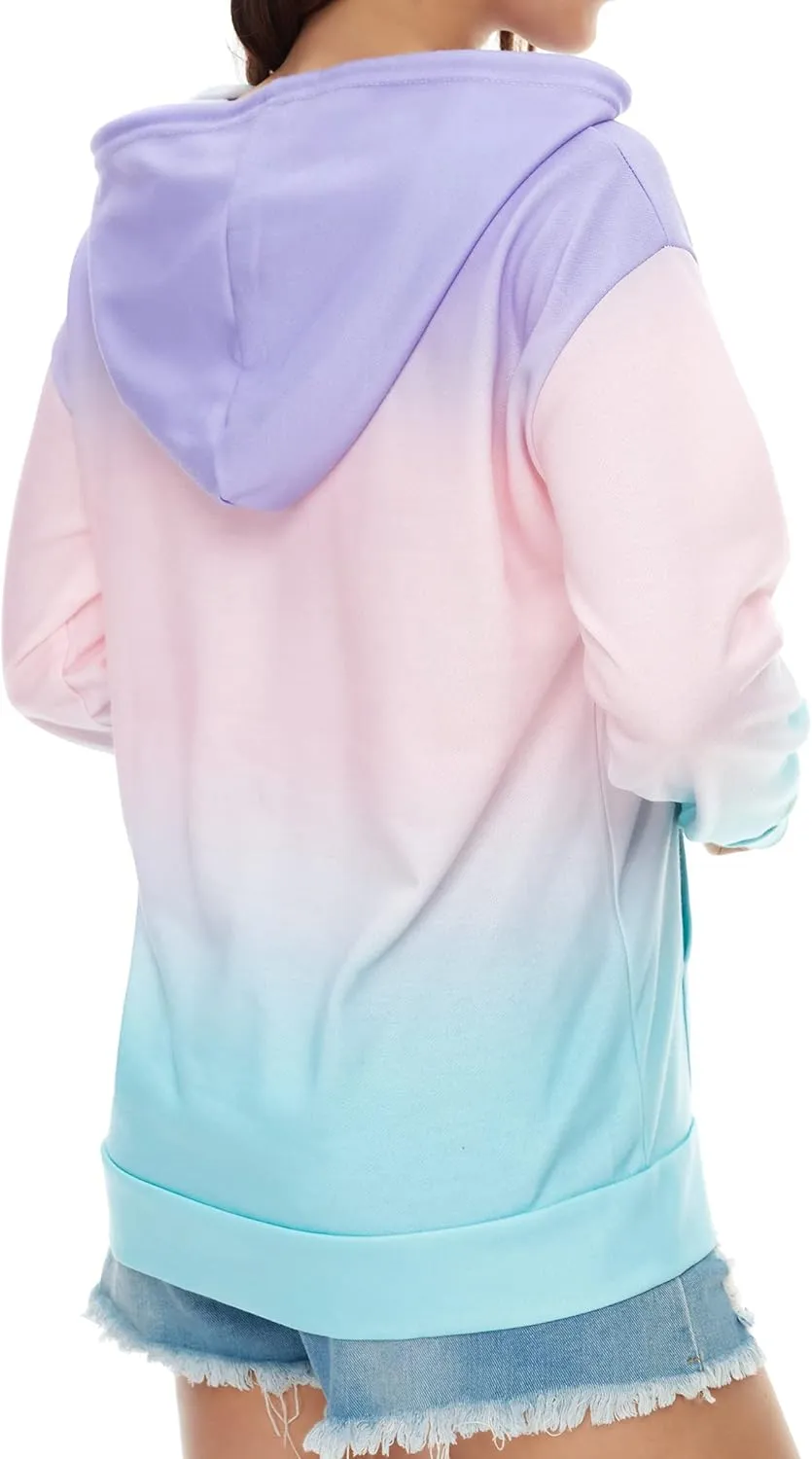 YOCUR Womens Tie Dye Crewneck Pullover Shirt Lightweight Sweatshirt Casual Loose Trendy Puff Sleeves Long Sleeve Tops