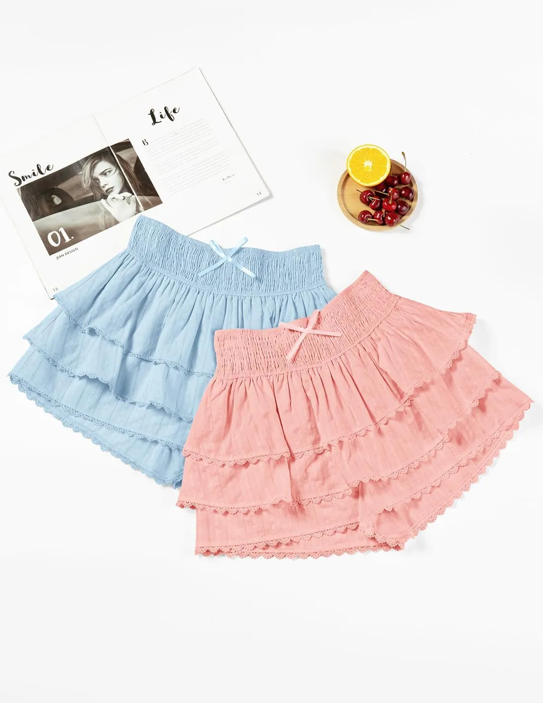 ZESICA Women's Summer Boho Ruffle Tiered Mini Skirt 2025 High Waist Skorts Flowy Casual Beach Shorts