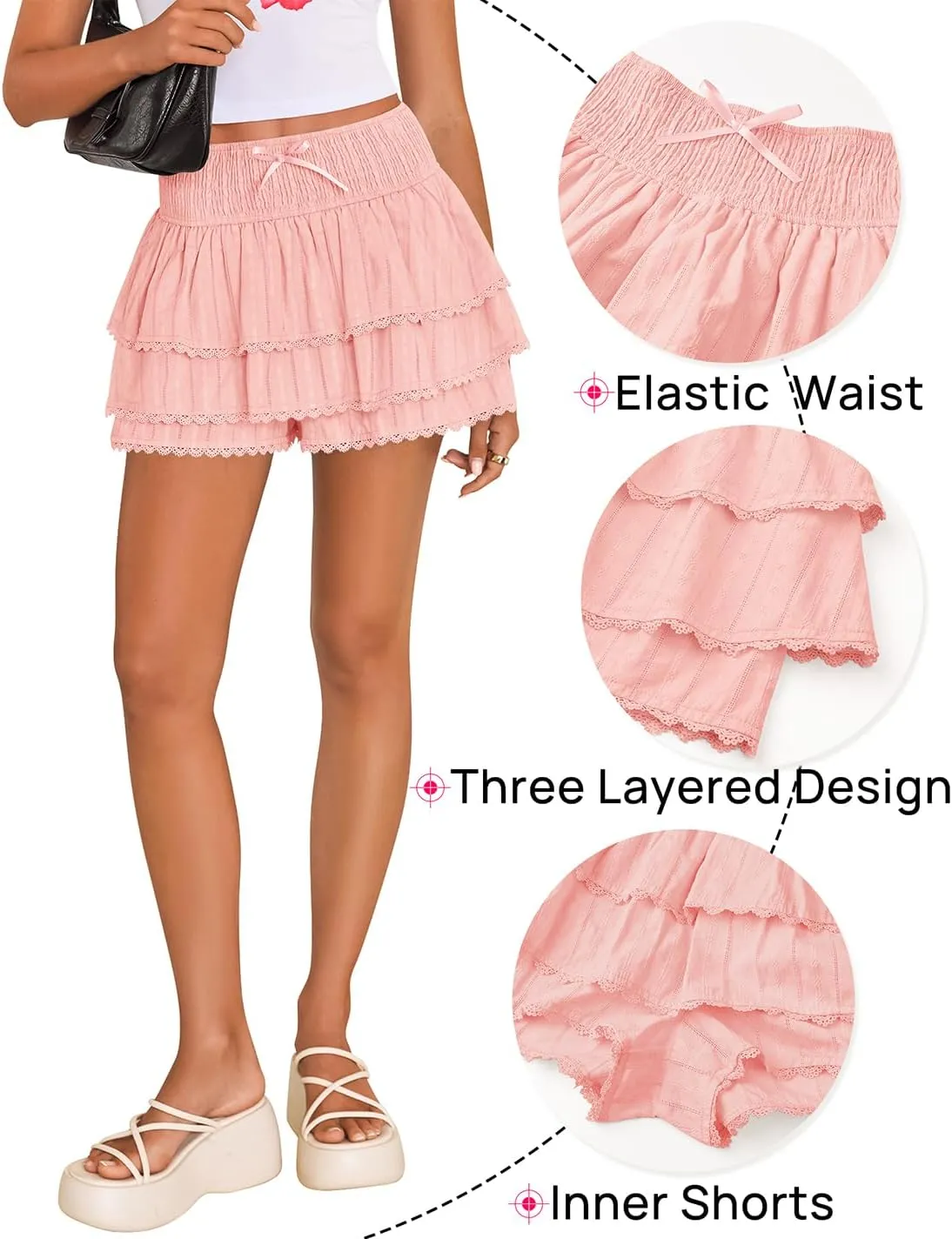 ZESICA Women's Summer Boho Ruffle Tiered Mini Skirt 2025 High Waist Skorts Flowy Casual Beach Shorts